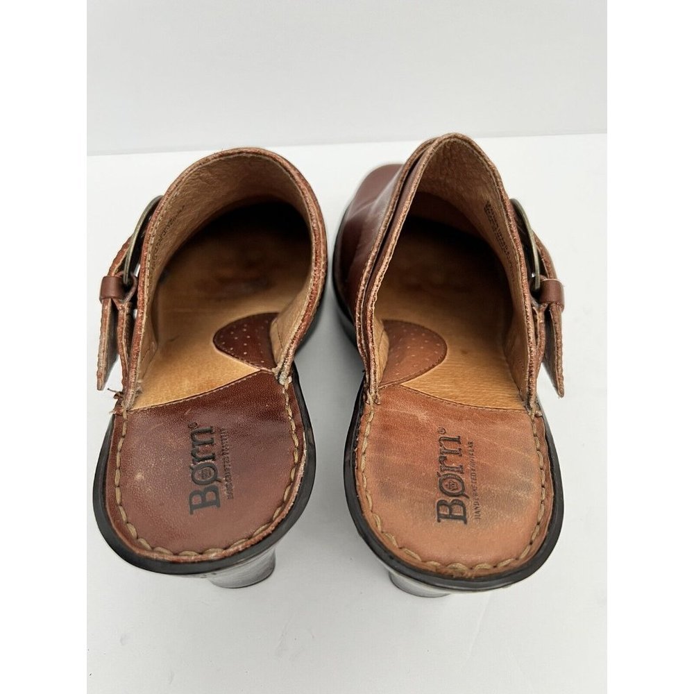 Born Womens Hand Crafted Foot Wear Buckle Slide On Clog Mule Shoe Brown Sz US 8 - Picture 9 of 13